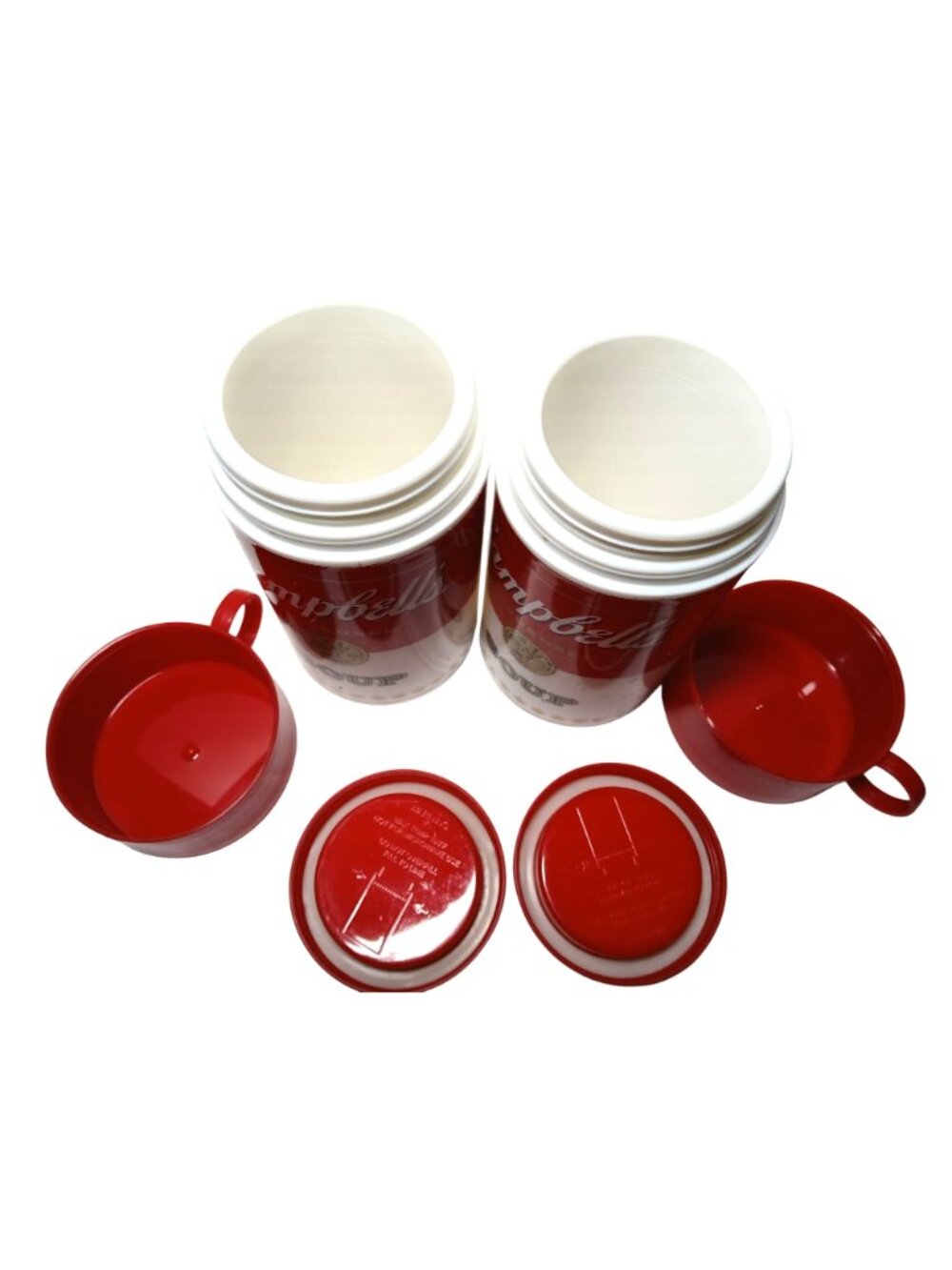 Vintage 90s Campbells Soup Thermos Retro Red White Lot 2 Can-tainer Insulated - Picture 10 of 14